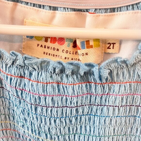 DotDotSmile Fashion Collection NEW Blue Rainbow Smocked Dress- Size‎ 2T - Picture 4 of 4